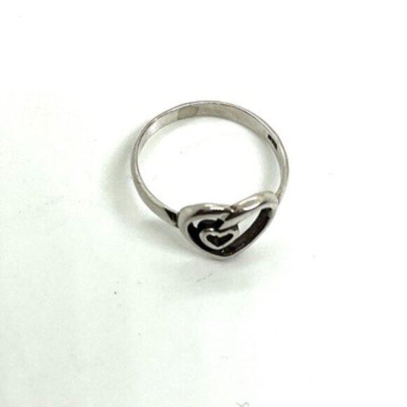 VINTAGE 925 STERLING SILVER DOUBLE HEART OPEN WORK RING DAINTY SZ 5.75 - Picture 9 of 15
